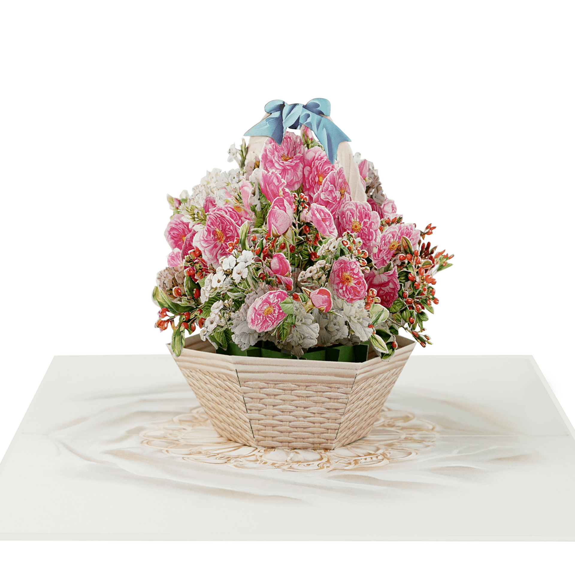 3D Поздравителна картичка  "Кошница божури" / KIRIORI POP UP