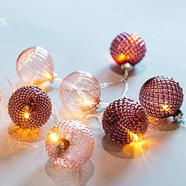 Лампички 10 LED 5MM розови стъклени топки EUROLAMP