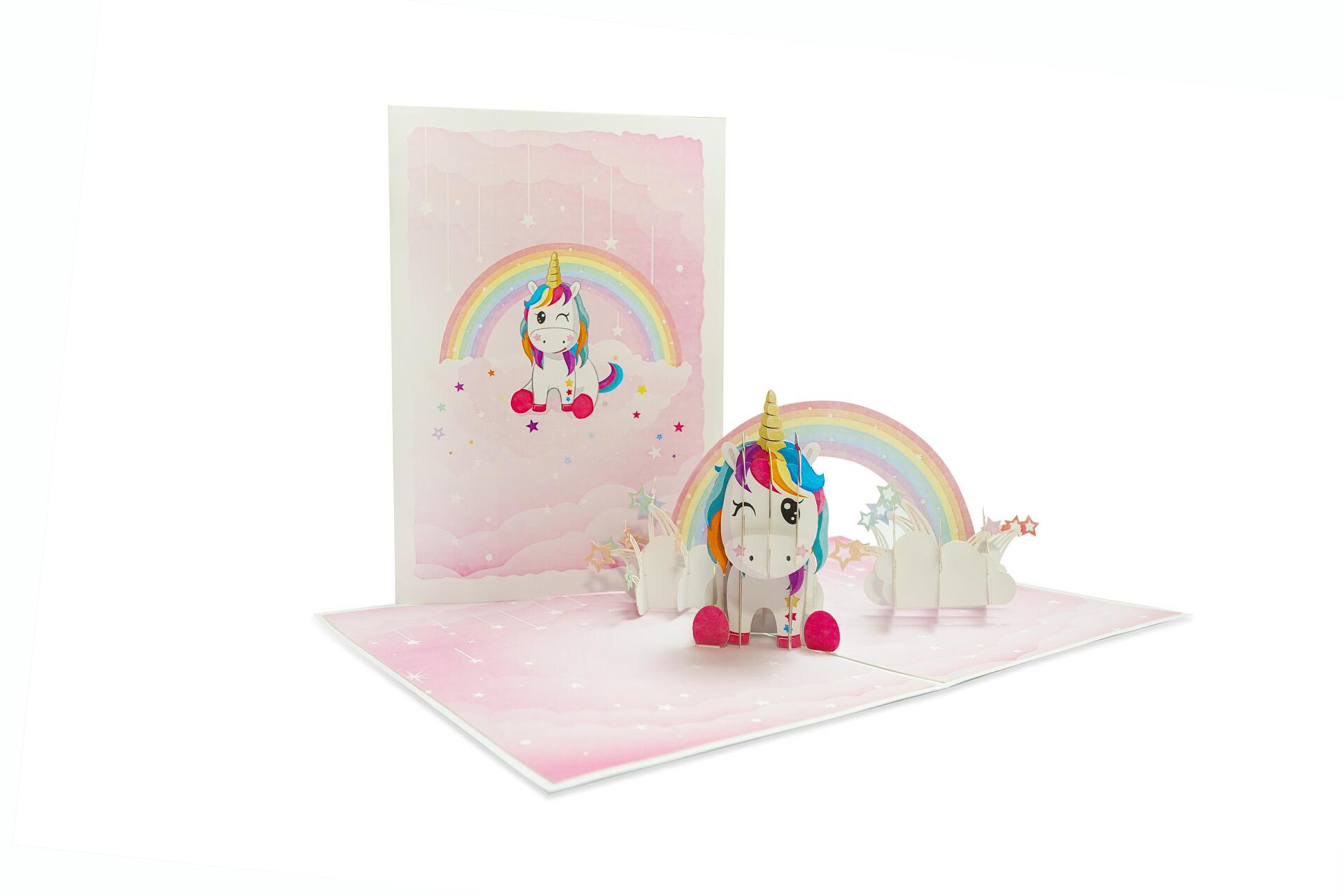 3D Поздравителна картичка  "Еднорог" KIRIORI POP UP