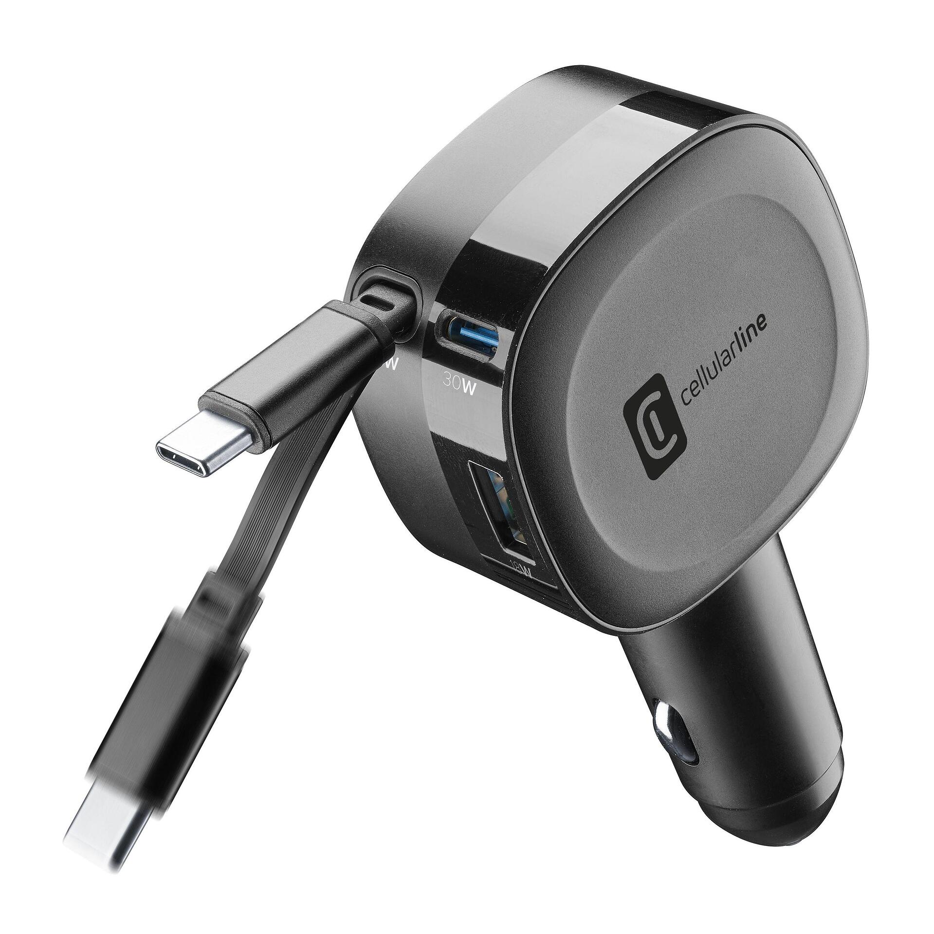 Ролетно зарядно за кола 12V 60W – USB-C + USB Quick Charge