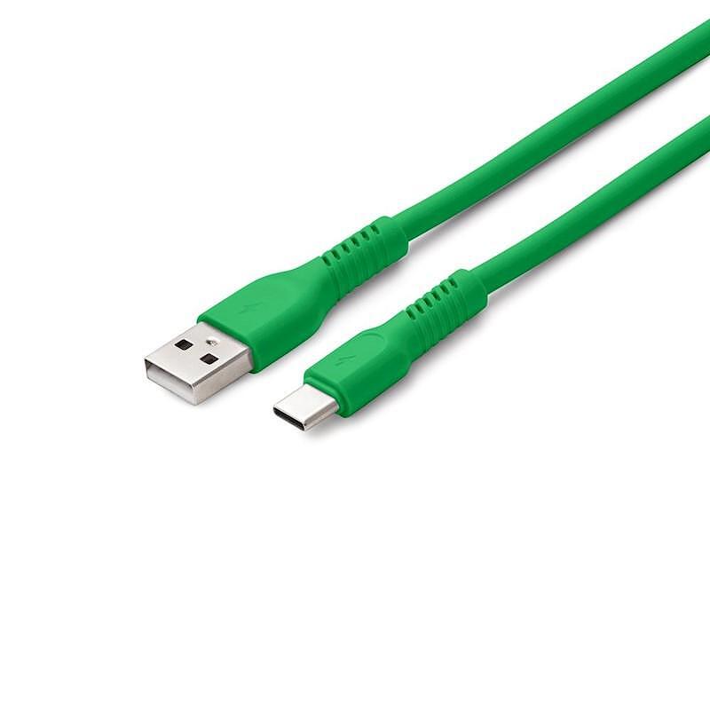 Кабел USB-A - USB-C 1,8m 3A COLORUM зелен цвят