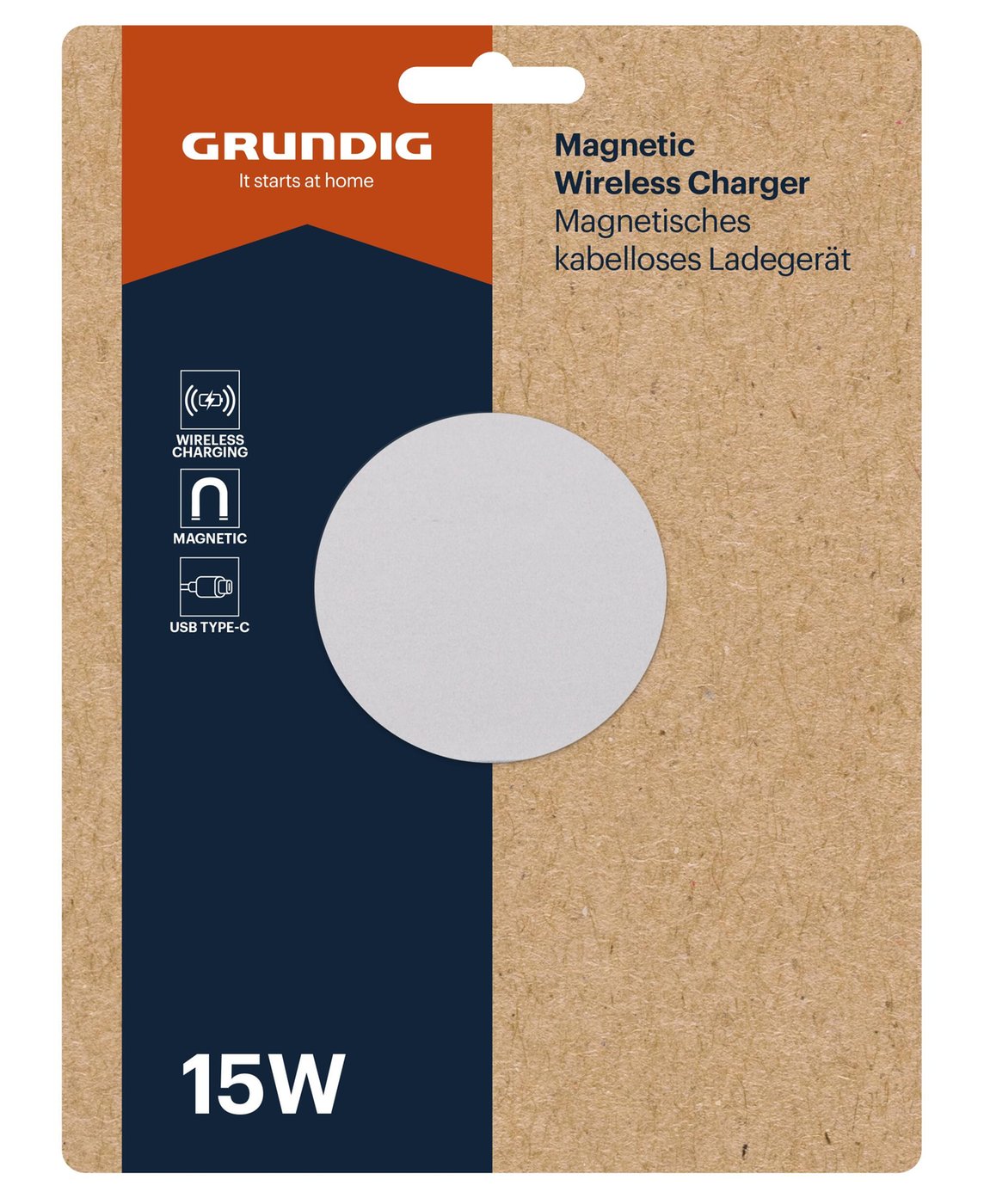 Grundig Безжично магнитно зарядно 15W Qi