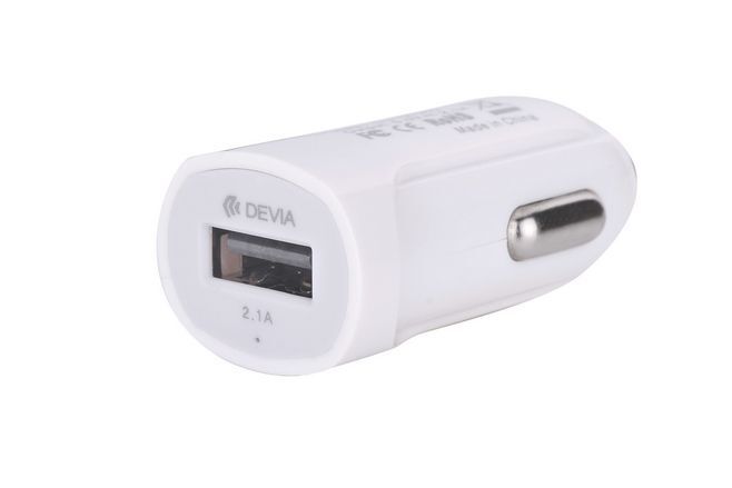 Зарядно Devia 12V USB 2.1A бяло