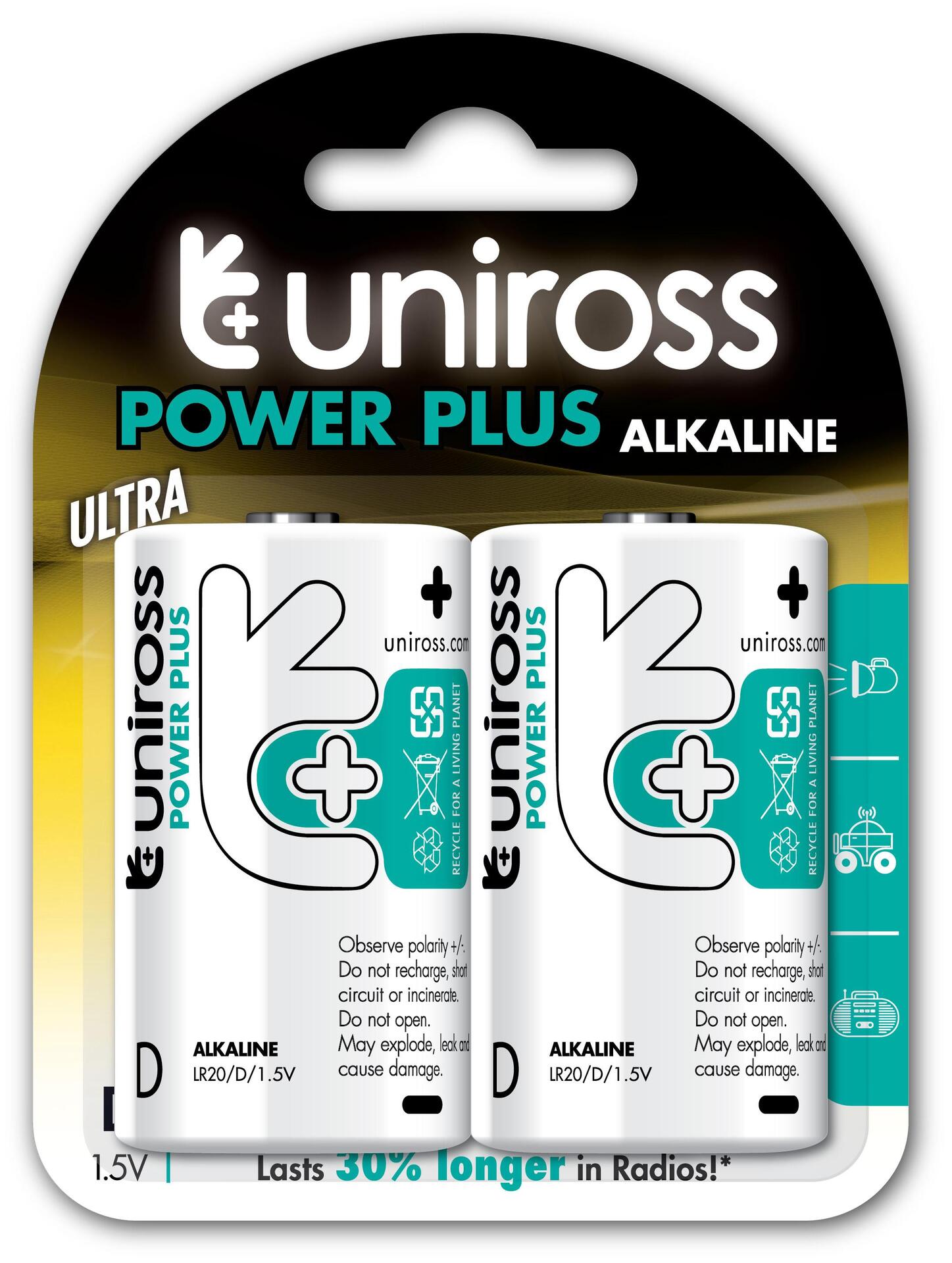 Алкални Батерии Uniross D Power Plus блистер 2бр