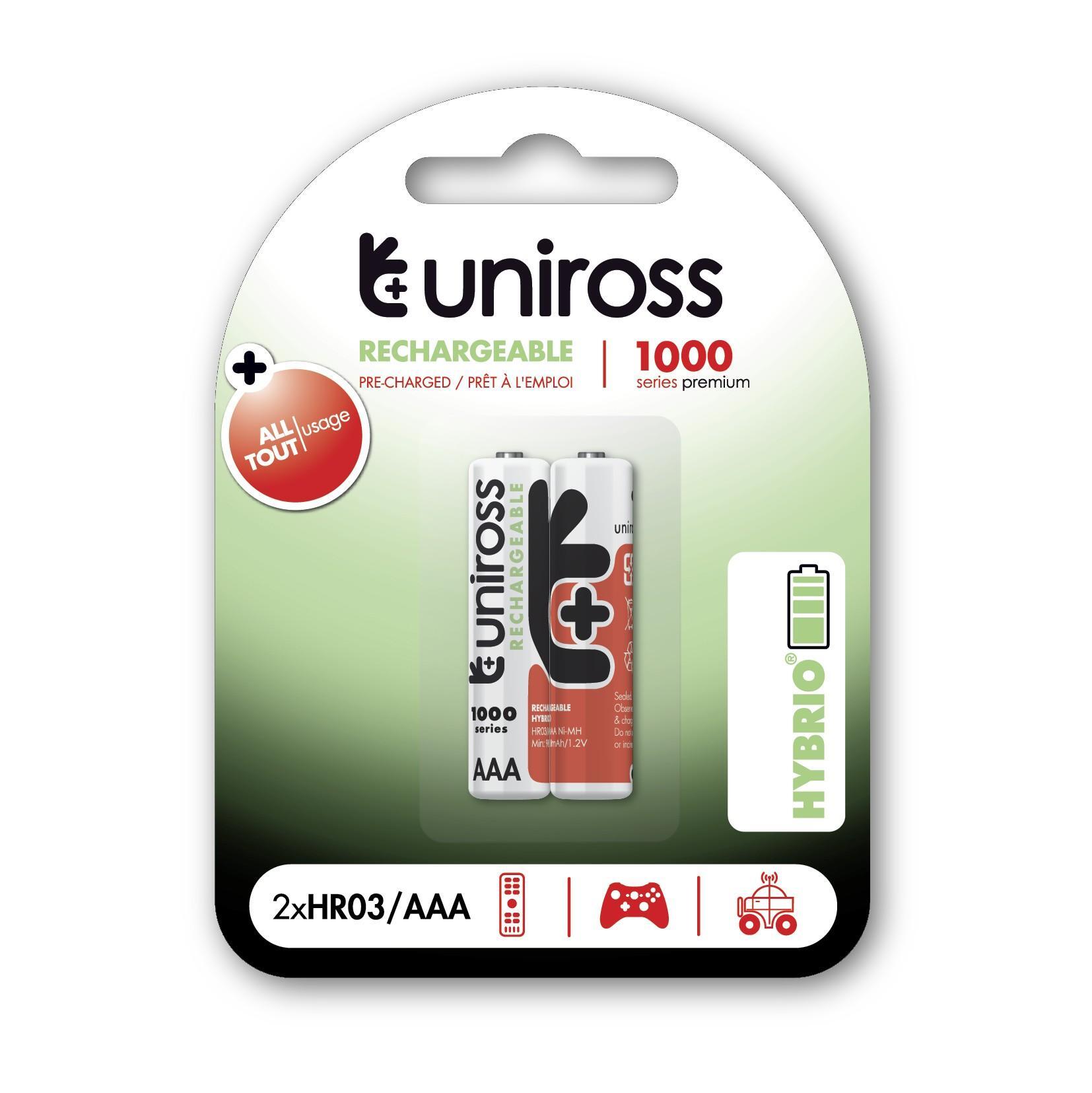 Акумулаторни батерии NiMH Uniross AAA 1000 блистер 2бр