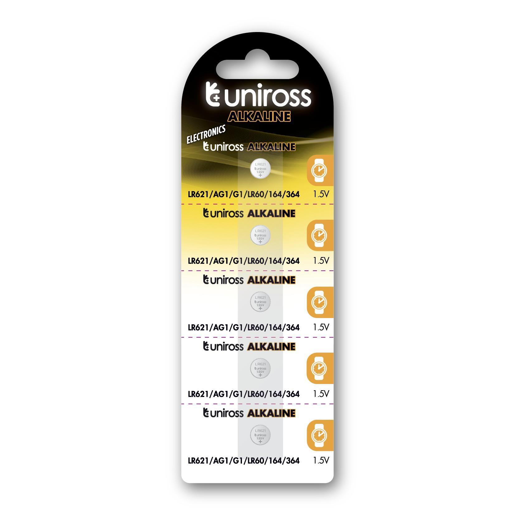 Алкални Батерии Uniross LR621 AG1 LR60 блистер 5 бр