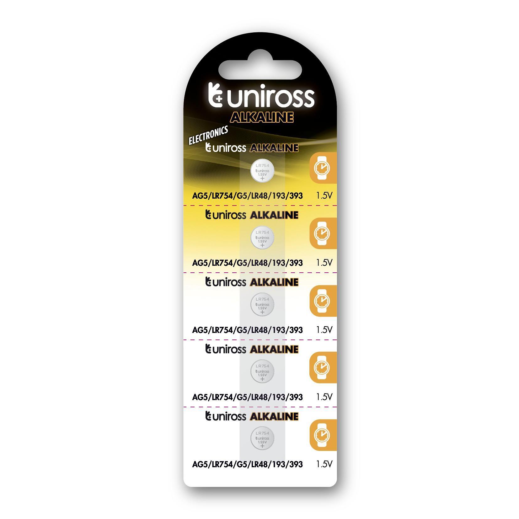 Алкални Батерии Uniross LR754 AG5 LR48 блистер 5 бр