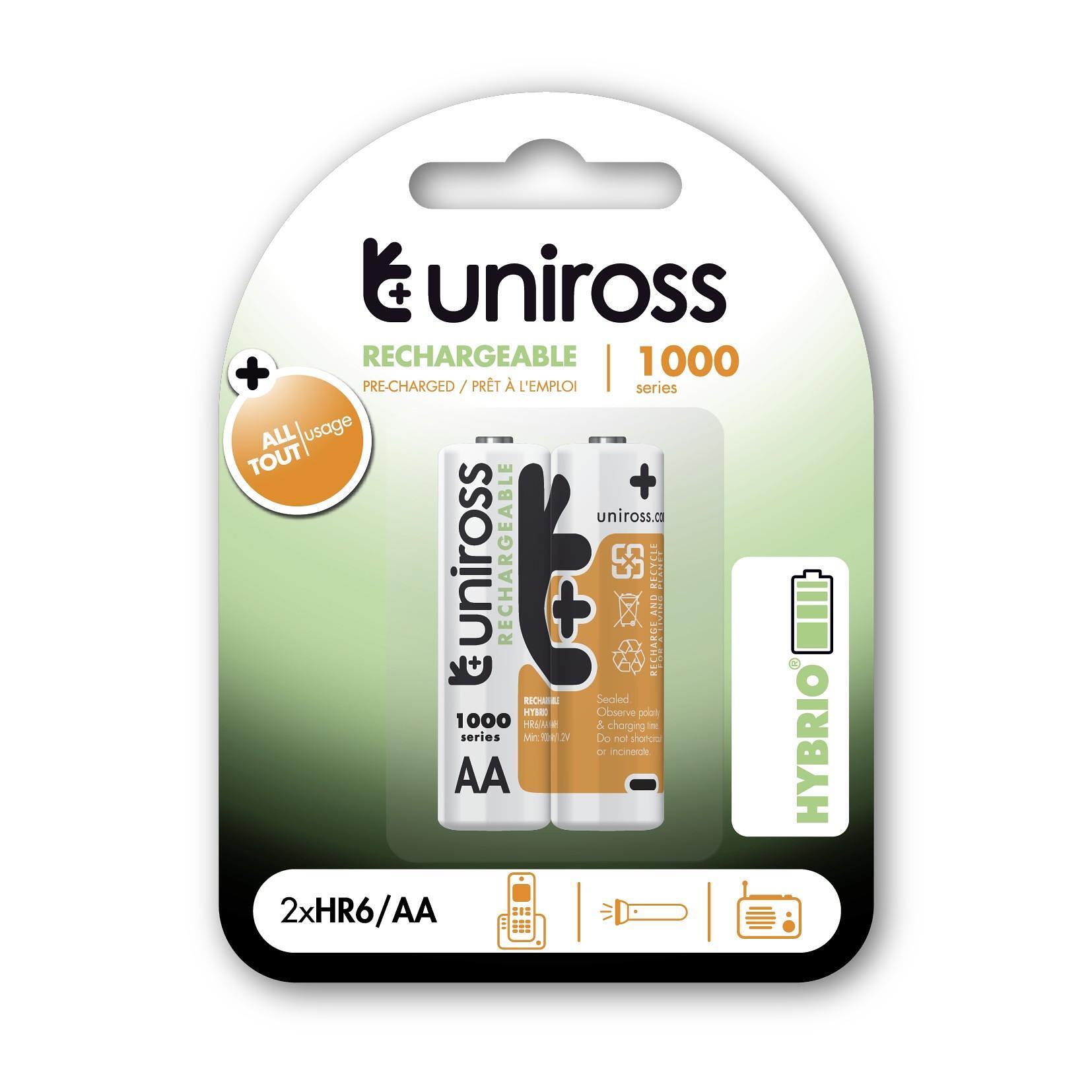 Акумулаторни батерии NiMH Uniross AA 1000 блистер 2бр