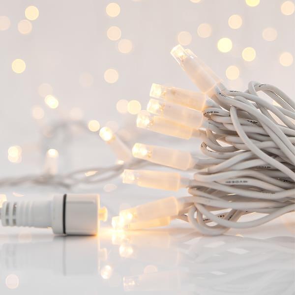 Коледни лампички 100 LED 5 мм 230V с топла бяла светлина