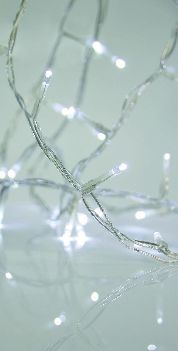 Коледни висулки 100 LED с бяла светлина и прозрачен кабел