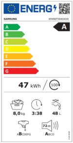 Пералня, Samsung WW80T504DAXAS7, Washing Machine,  8 kg, 1400 rpm, Energy Efficiency A, Eco Bubble, Bubble Soak, AI Control, Hygiene Steam, Spin Efficiency B, WiFi, SmartThings, Inox - Image 6